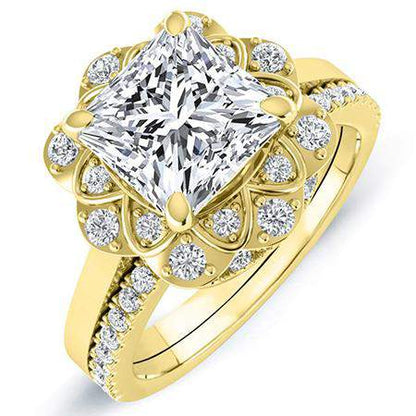 Coralbells Princess Moissanite Bridal Set yellowgold