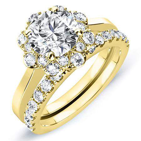 Coralbells Round Moissanite Bridal Set yellowgold