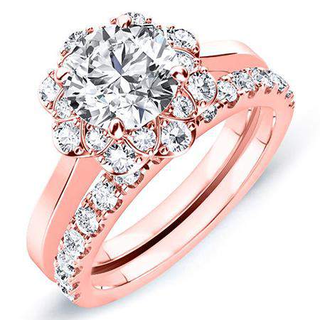 Coralbells Round Moissanite Bridal Set rosegold