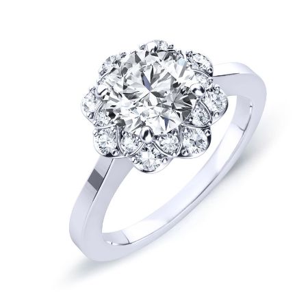 Coralbells Round Moissanite Bridal Set whitegold