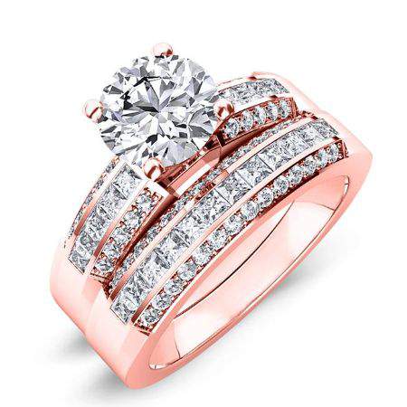 Crocus Round Moissanite Bridal Set rosegold