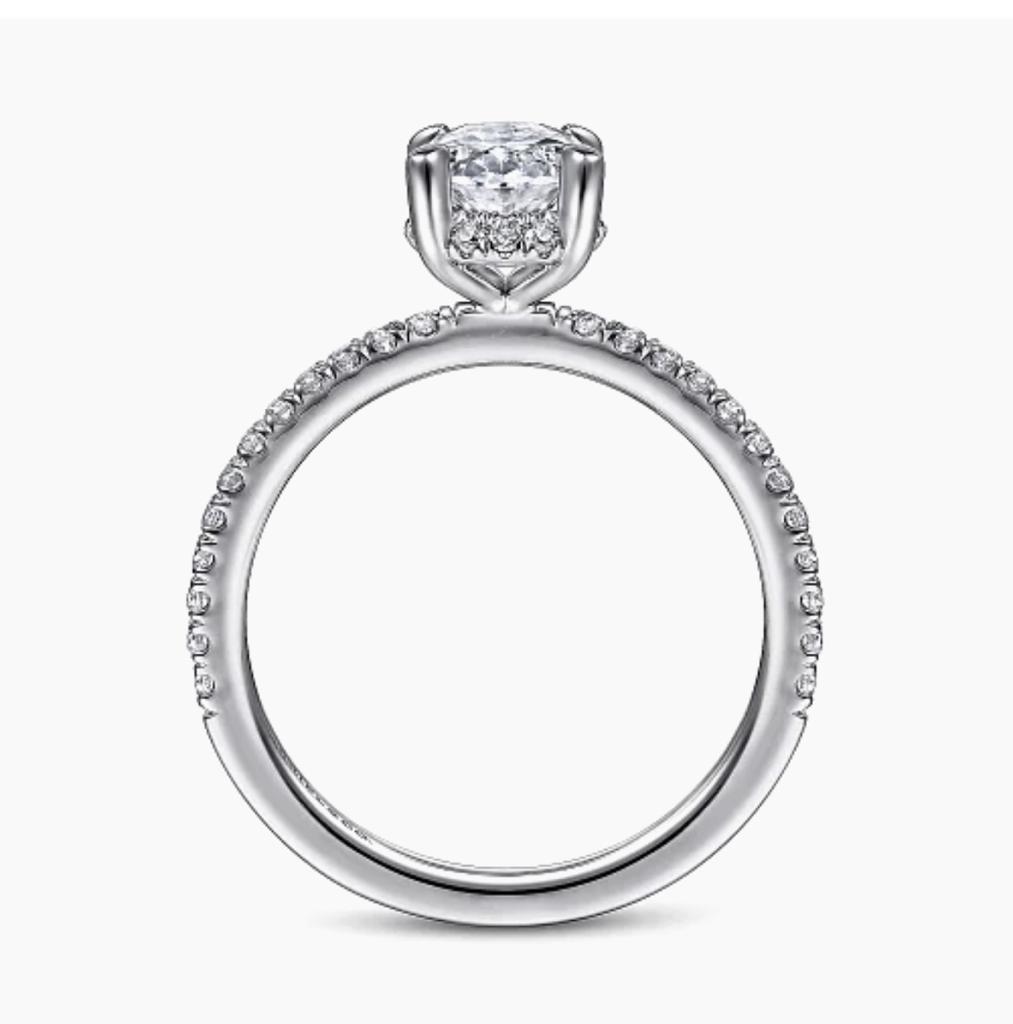 Custom Ring: 1.50ct Center Oval Lab Diamond Engagement Ring VS2 E (0.30ct Side Stones | 1.80ct Total Weight)