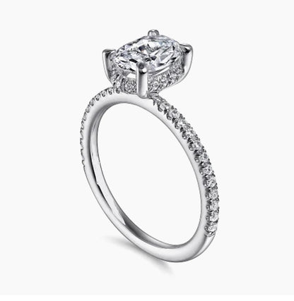 Custom Ring: 1.50ct Center Oval Lab Diamond Engagement Ring VS2 E (0.30ct Side Stones | 1.80ct Total Weight)