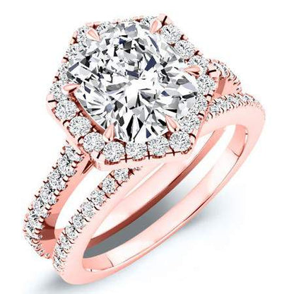 Cypress Cushion Moissanite Bridal Set rosegold