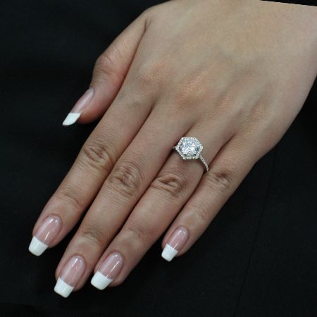 Cypress Round Moissanite Engagement Ring whitegold