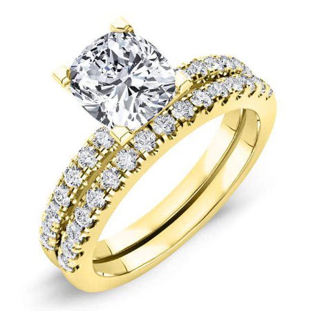 Dahlia Cushion Moissanite Bridal Set yellowgold