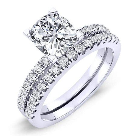 Dahlia Cushion Moissanite Bridal Set whitegold