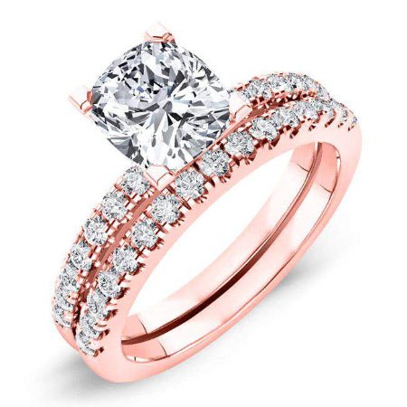 Dahlia Cushion Moissanite Bridal Set rosegold