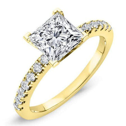 Dahlia Princess Moissanite Engagement Ring yellowgold