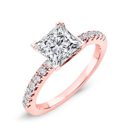 Dahlia Princess Moissanite Engagement Ring rosegold