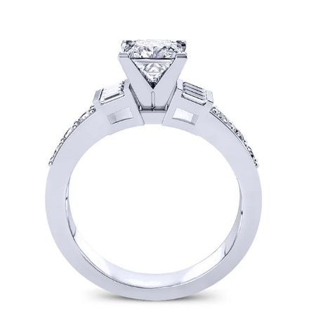 Daisy Diamond Matching Band Only (engagement Ring Not Included) For Ring With Princess Center whitegold