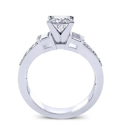 Daisy Diamond Matching Band Only (engagement Ring Not Included) For Ring With Princess Center whitegold