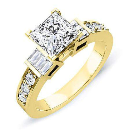 Daisy Diamond Matching Band Only (engagement Ring Not Included) For Ring With Princess Center yellowgold