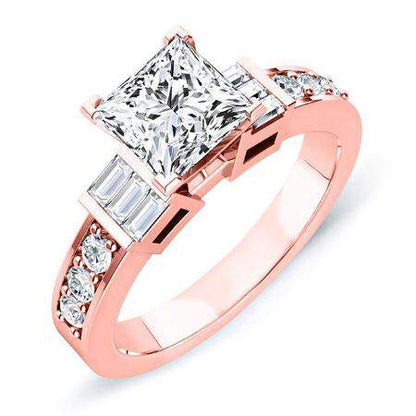Daisy Diamond Matching Band Only (engagement Ring Not Included) For Ring With Princess Center rosegold