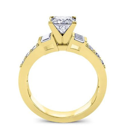Daisy Diamond Matching Band Only (engagement Ring Not Included) For Ring With Princess Center yellowgold
