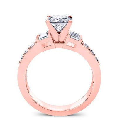 Daisy Diamond Matching Band Only (engagement Ring Not Included) For Ring With Princess Center rosegold