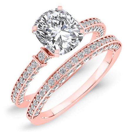 Daphne Cushion Diamond Bridal Set (Lab Grown Igi Cert) rosegold
