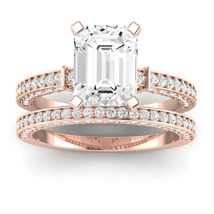 Daphne Diamond Matching Band Only ( Engagement Ring Not Included) For Ring With Emerald Center rosegold