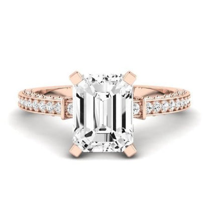 Daphne Diamond Matching Band Only ( Engagement Ring Not Included) For Ring With Emerald Center rosegold