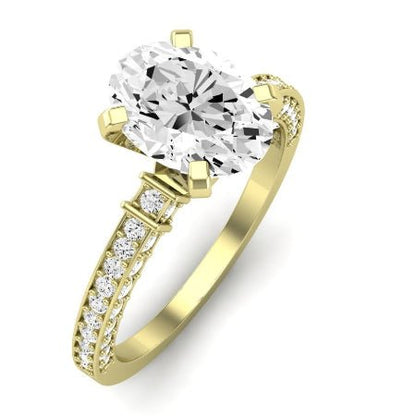 Daphne Diamond Matching Band Only ( Engagement Ring Not Included) For Ring With Oval Center yellowgold