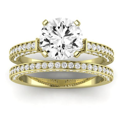 Daphne Diamond Matching Band Only (does Not Include Engagement Ring) For Ring With Round Center yellowgold