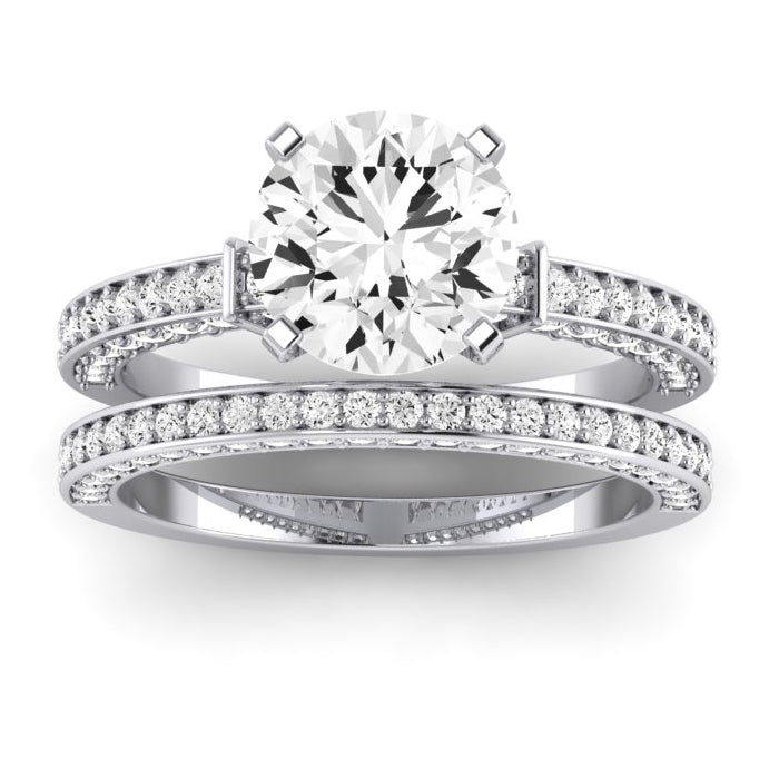 Daphne Diamond Matching Band Only (does Not Include Engagement Ring) For Ring With Round Center whitegold