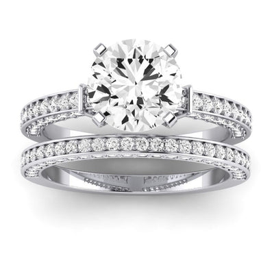 Daphne Diamond Matching Band Only (does Not Include Engagement Ring) For Ring With Round Center whitegold