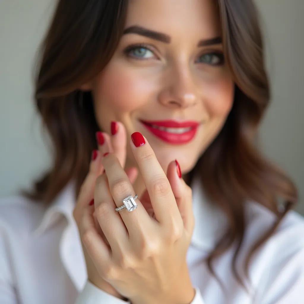 Daphne - Emerald Diamond Engagement Ring (Clarity Enhanced)