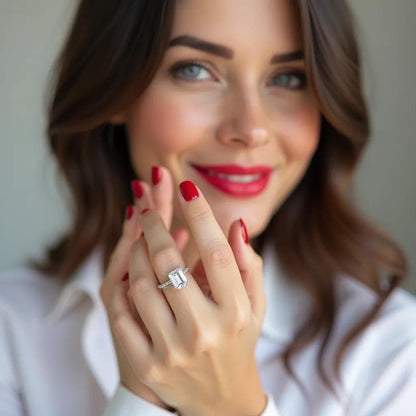 Daphne - Emerald Diamond Engagement Ring (Clarity Enhanced)