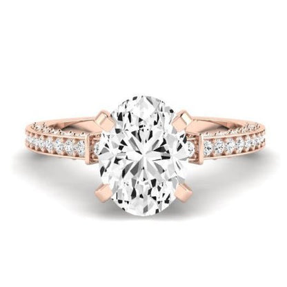 Daphne Diamond Matching Band Only ( Engagement Ring Not Included) For Ring With Oval Center rosegold