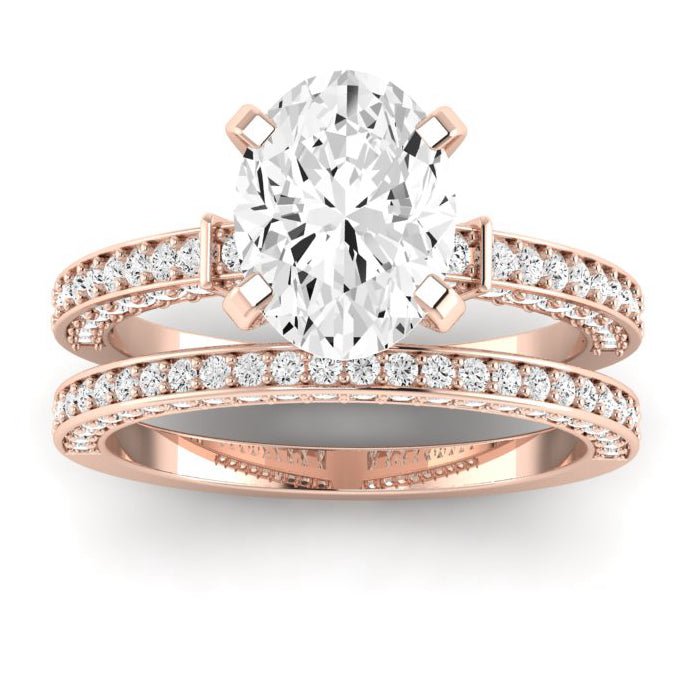 Daphne Diamond Matching Band Only ( Engagement Ring Not Included) For Ring With Oval Center rosegold