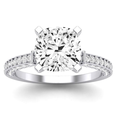 Daphne Moissanite Matching Band Only (does Not Include Engagement Ring)  For Ring With Cushion Center whitegold