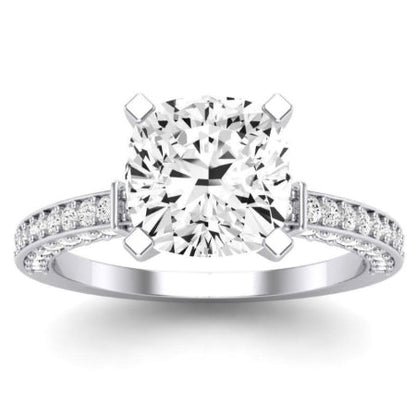 Daphne Moissanite Matching Band Only (does Not Include Engagement Ring)  For Ring With Cushion Center whitegold
