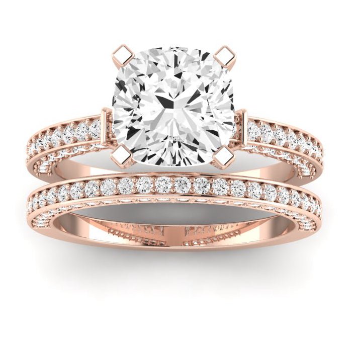 Daphne Moissanite Matching Band Only (does Not Include Engagement Ring)  For Ring With Cushion Center rosegold