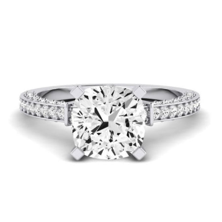 Daphne Moissanite Matching Band Only (does Not Include Engagement Ring)  For Ring With Cushion Center whitegold