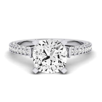 Daphne Moissanite Matching Band Only (does Not Include Engagement Ring)  For Ring With Cushion Center whitegold