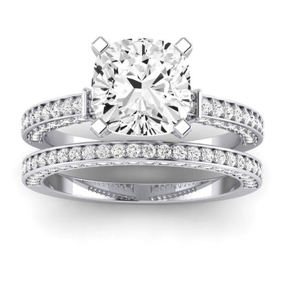 Daphne Moissanite Matching Band Only (does Not Include Engagement Ring)  For Ring With Cushion Center whitegold