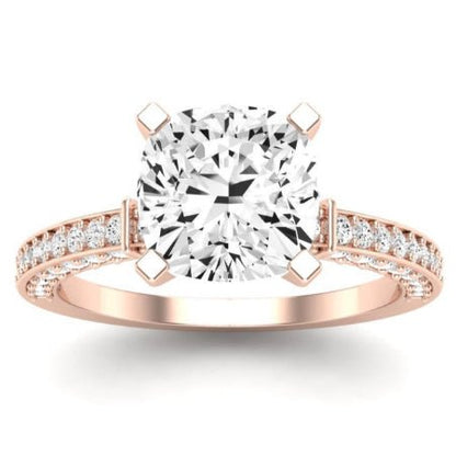 Daphne Moissanite Matching Band Only (does Not Include Engagement Ring)  For Ring With Cushion Center rosegold