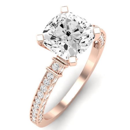 Daphne Moissanite Matching Band Only (does Not Include Engagement Ring)  For Ring With Cushion Center rosegold