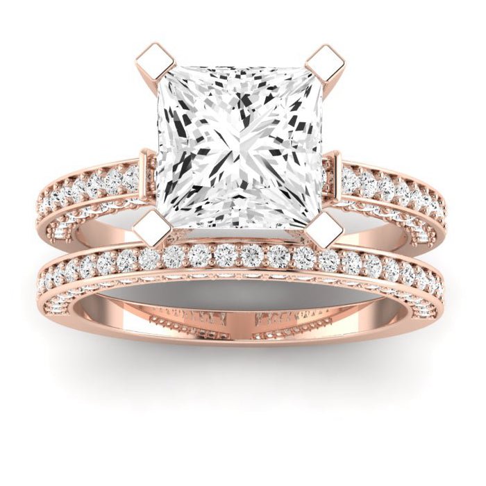 Daphne Moissanite Matching Band Only (does Not Include Engagement Ring)  For Ring With Princess Center rosegold