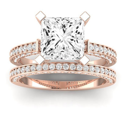 Daphne Moissanite Matching Band Only (does Not Include Engagement Ring)  For Ring With Princess Center rosegold
