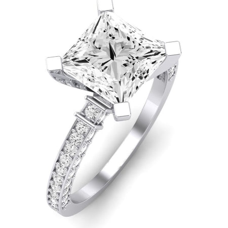 Daphne Moissanite Matching Band Only (does Not Include Engagement Ring)  For Ring With Princess Center whitegold