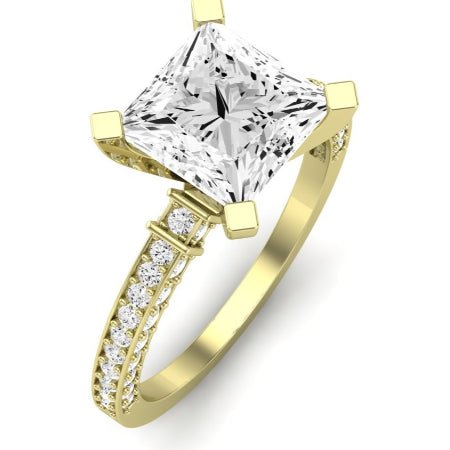Daphne Moissanite Matching Band Only (does Not Include Engagement Ring)  For Ring With Princess Center yellowgold