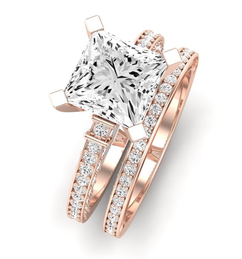 Daphne Moissanite Matching Band Only (does Not Include Engagement Ring)  For Ring With Princess Center rosegold