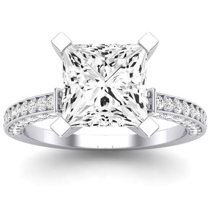 Daphne Moissanite Matching Band Only (does Not Include Engagement Ring)  For Ring With Princess Center whitegold