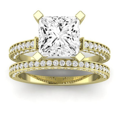 Daphne Moissanite Matching Band Only (does Not Include Engagement Ring)  For Ring With Princess Center yellowgold