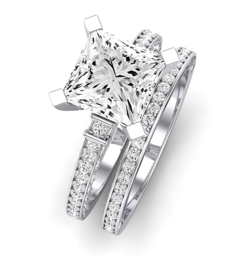 Daphne Moissanite Matching Band Only (does Not Include Engagement Ring)  For Ring With Princess Center whitegold
