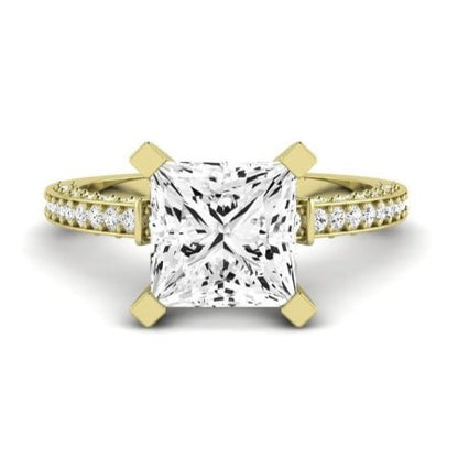 Daphne Moissanite Matching Band Only (does Not Include Engagement Ring)  For Ring With Princess Center yellowgold
