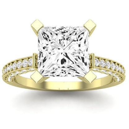 Daphne Moissanite Matching Band Only (does Not Include Engagement Ring)  For Ring With Princess Center yellowgold