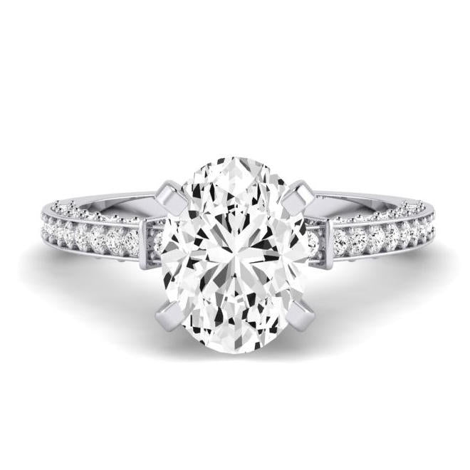 Daphne Oval Moissanite Engagement Ring whitegold
